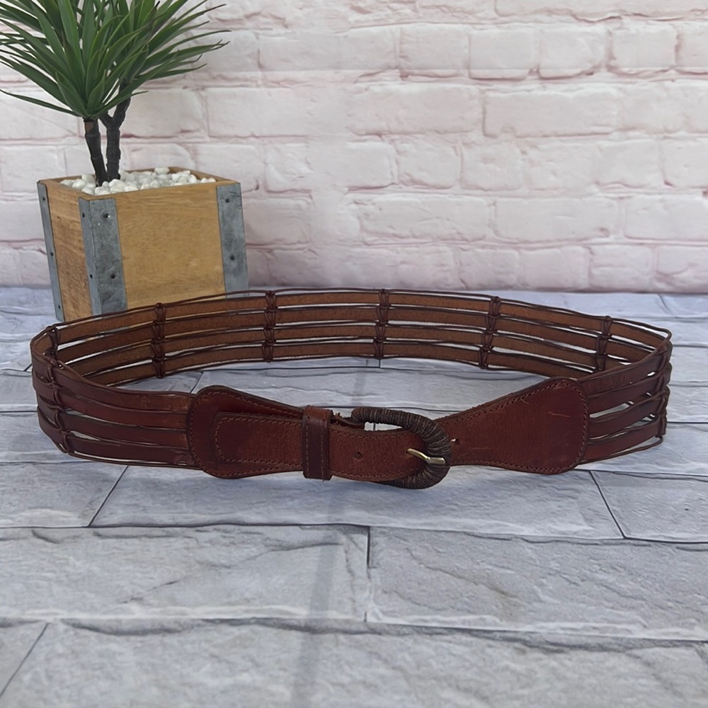 NWOT Timbuktu genuine brown leather belt size large